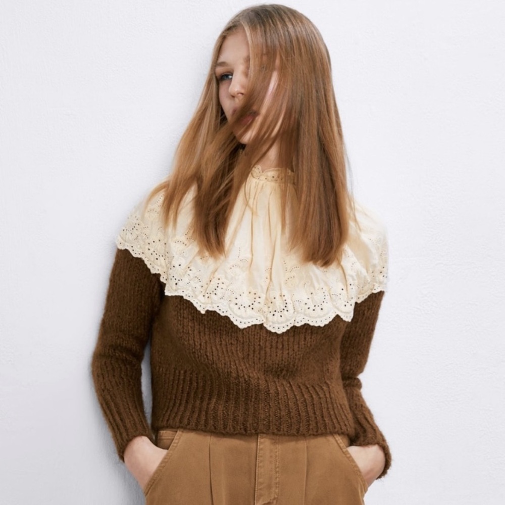Zara women’s contrasting embroidery sweater